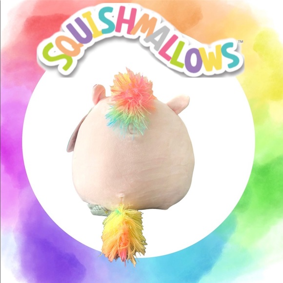 NEW Squishmallows Amor pink rainbow unicorn pig 8” stackable Kellytoy NWT - Picture 2 of 3